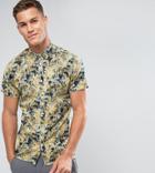 Selected Homme Short Sleeve Shirt In Regular Fit With All Over Hawaiian Print - Navy