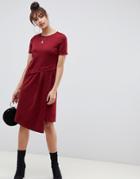 Asos Design Oversized Drape Midi T-shirt Dress - Red