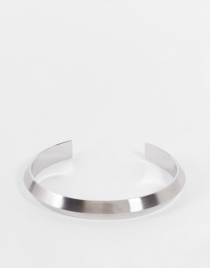 Hugo Boss Insignia Open Cuff Bracelet In Silver
