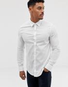 Armani Exchange Slim Fit Logo Cotton Shirt In White - White