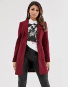 Asos Design Boyfriend Coat With Zip Pockets-red