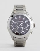 Tommy Hilfiger Hudson Watch In Stainless Steel With Brown Dial - Silver