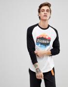 Element Dusk Raglan T-shirt In White & Black - White