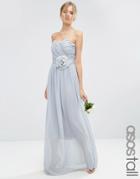 Asos Tall Wedding Chiffon Bandeau Maxi Dress - Gray