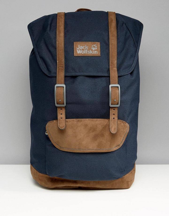 Jack Wolfskin Earlham Logo Backpack In Navy - Navy