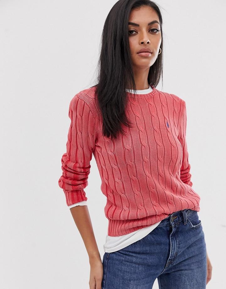 Polo Ralph Lauren Classic Logo Cable Knit Crew Neck Sweater