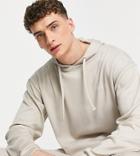 Vai21 Ribbed Hoodie With Pocket In Ecru - Part Of A Set-white