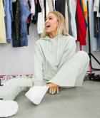 Asos Design Tracksuit Oversized Hoody / Straight Leg Jogger With Pockets In Sage-green