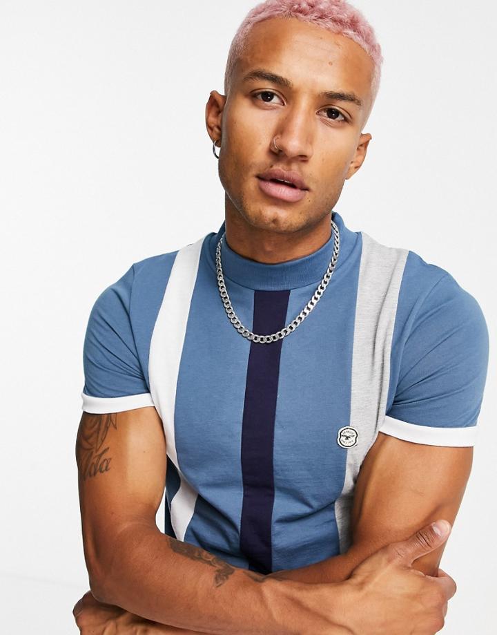 Le Breve Stripe T-shirt In Blue Stone-blues