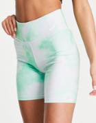 Nike 7-inch Mid Rise Legging Shorts In Green Tie Dye