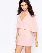 Oh My Love Mini Dress With Cape - Pink