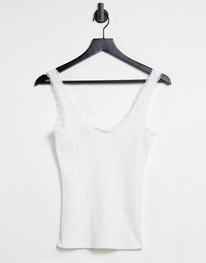 Monki Scoop Neck Tank In White