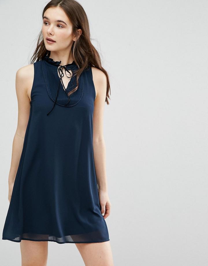 Qed London Sleeveless Tie Neck Dress - Navy