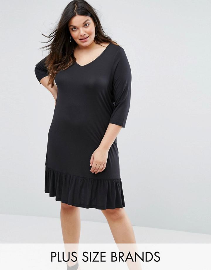 Junarose Frill Hem Jersey Dress - Black