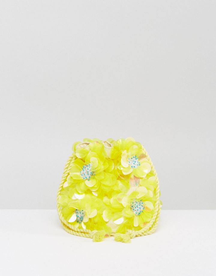 Asos Summer Embellished Pouch Bag - Yellow