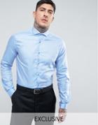 Heart & Dagger Skinny Smart Shirt With Cutaway Collar - Blue