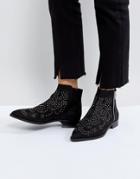 Asos Auto Pilot Suede Studded Ankle Boots - Black