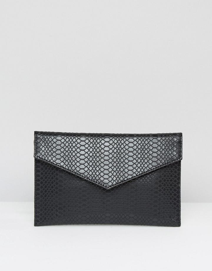 Asos Croc Envelope Cross Body Bag - Black