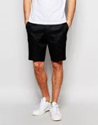 Asos Slim Smart Shorts In Linen Mix - Black