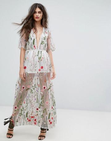 Non-blonde Embroidered Lace Romper Dress - Multi