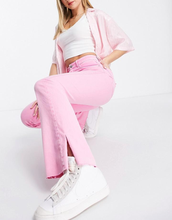 Stradivarius Slim Flare Jeans In Pink