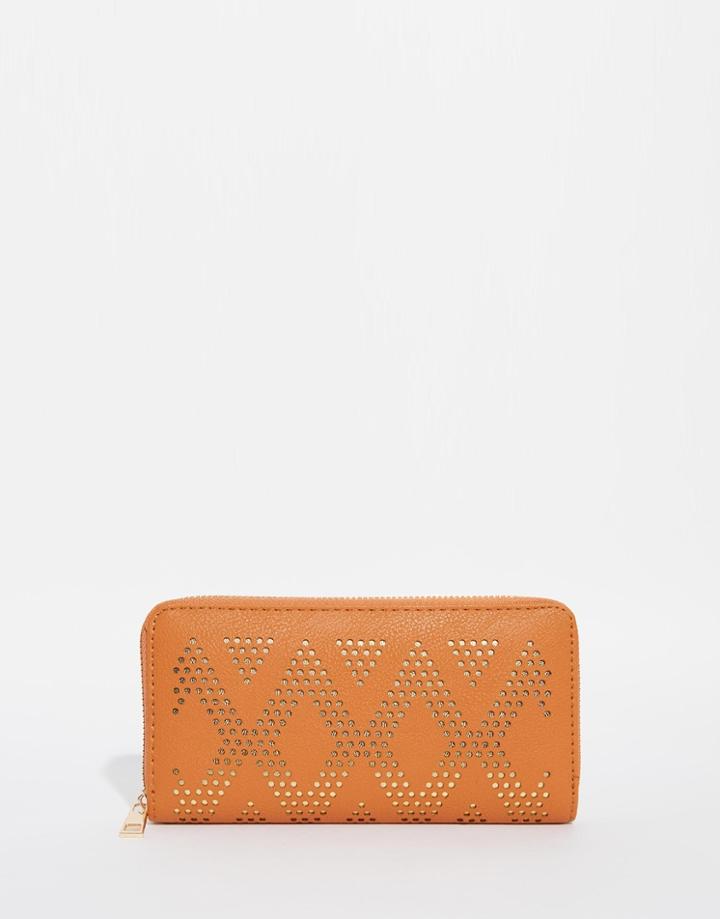 Yoki Fashion Zip Around Purse With Cut Work Detail