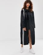 Adidas Originals Tlrd Three Stripe Duster Coat In Black - Black