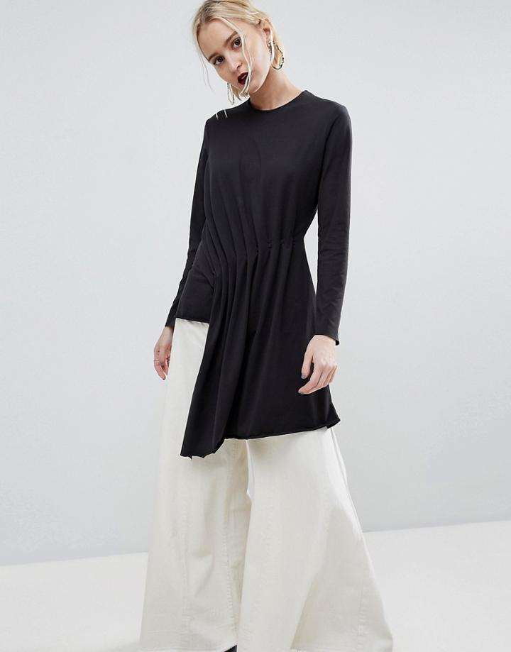 Asos White Cupro Top With Gather Detail - Black