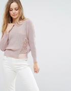 Qed London Distressed Sweater - Pink