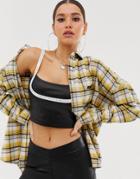 Criminal Damage Oversized Flannel Shirt In Check - Yellow