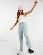 & Other Stories Wool Set Ribbed Knit Pants In Blue-grey