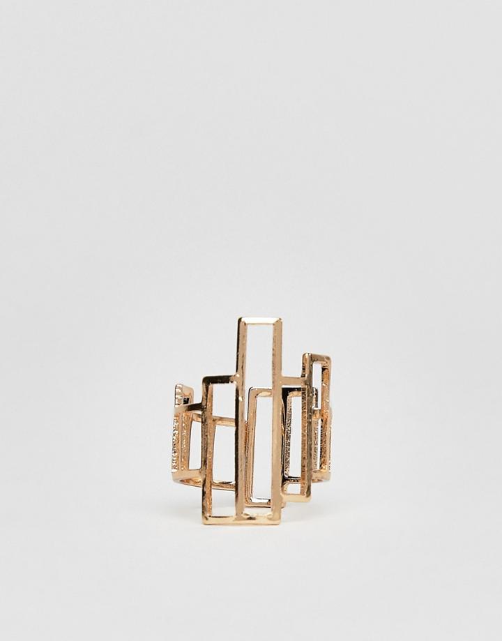 Nylon Geometric Bar Ring - Gold