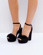 Call It Spring Aceliwiel Faux Fur Platform Sandals - Black