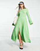 Weekday Open Back Midi Dress In Lime Green