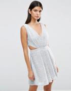 Asos Embellished Side Cut Out Mini Dress - Silver