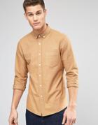 Asos Oxford Shirt In Camel With Long Sleeves In Regular Fit - Camel