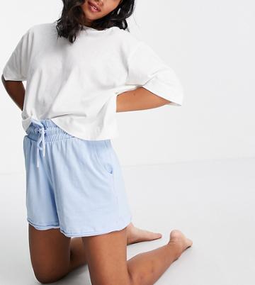 Chelsea Peers Petite Lounge Shorts In Pale Blue-blues