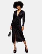 Topshop Embellished Jaquard Midi Dress In Black
