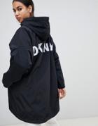 Dkny Reversible Logo Hooded Jacket - Black