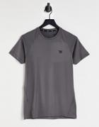 Threadbare Active Muscle Fit Training T-shirt In Charcoal-black
