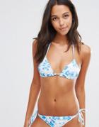 Asos Mix And Match Micro Triangle Bikini Top In Wave Print - Multi