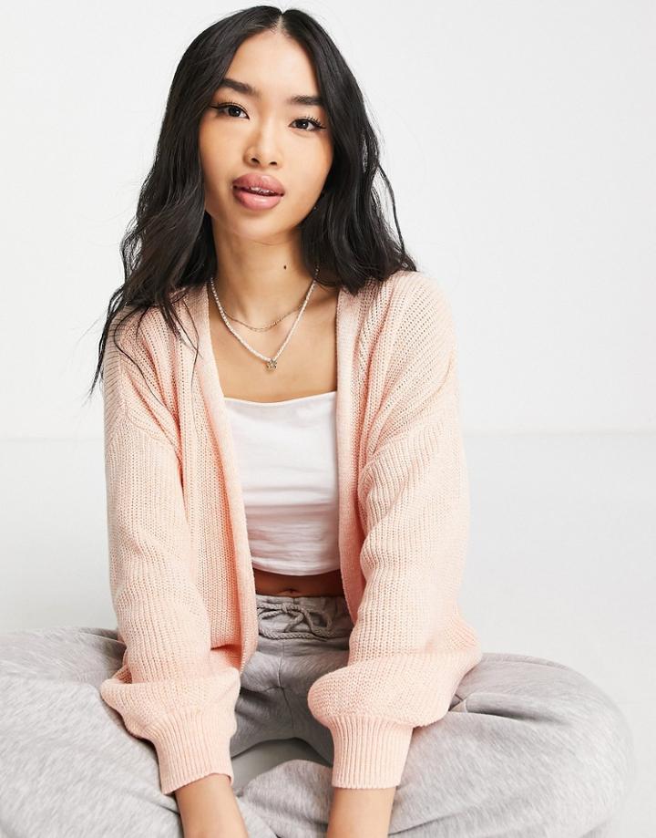 Cotton: On Vintage Knit Cardi In Peach-pink