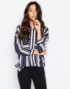 Vero Moda Striped Oversized Shirt - Black Iris