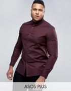 Asos Plus Skinny Tonic Shirt In Burgundy - Red