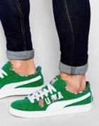 Puma X Dee And Ricky Basket Sneakers In Green 36008402 - Green