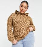 Daisy Street Plus Relaxed Oversized Hoodie In Warped Check - Part Of A Set-multi