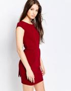 Qed London Structured Pencil Dress - Wine