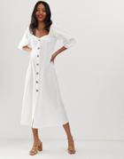 Asos Design Button Through Maxi Dress In Seersucker - White