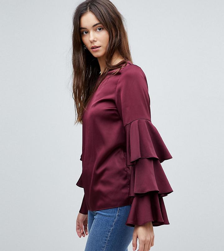 New Look Tall Triple Tiered Sleeve Top - Purple