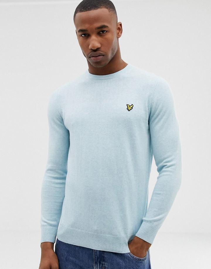 Lyle & Scott Merino Mix Crew Neck Sweater In Light Blue - Blue
